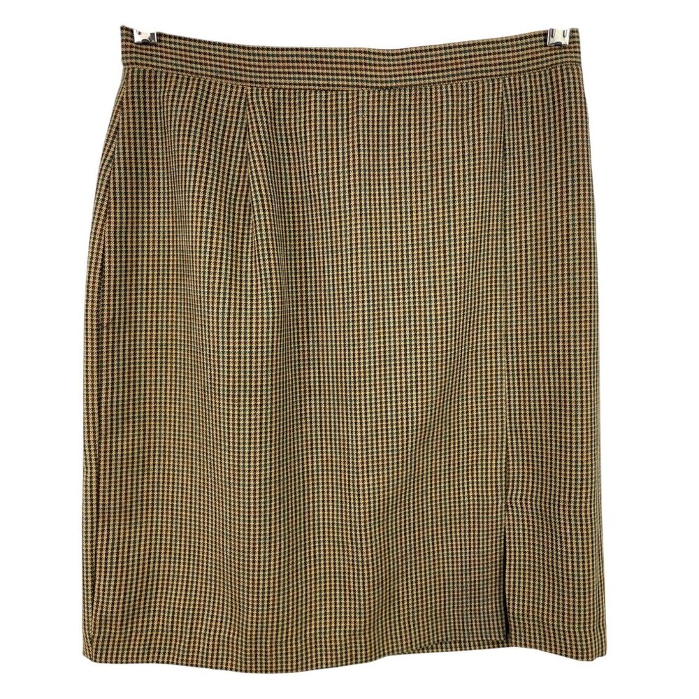 Fundamental Things Petite Wool Houndstooth Pleated Skirt Womens Size 10P Lined